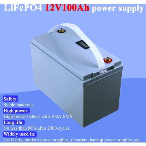 Land Voyager 12V 100Ah LiFePO4 Battery 12.8V Power Batteries 4000 Cycles For RV Campers Golf Cart Off-Road Off-grid Solar Wind