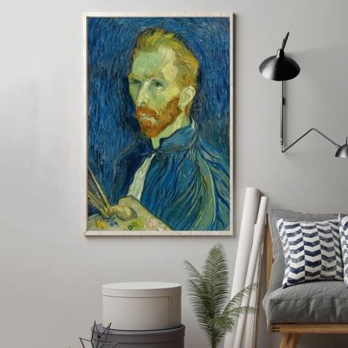 Vincent Van Gogh Self Portrait at Saint-Rémy (1889) by Vincent Van Gogh Masterpiece Poster Minimalism Canvas Picture Print
