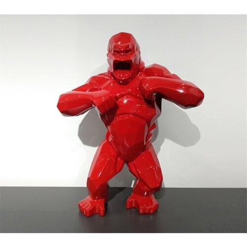 BIG MONKEY KING KONG LIVING ROOM DECORATION GORILLA SCULPTURE GEOMETRIC FRP MODERN STATUE BIRTHDAY GIFT A637