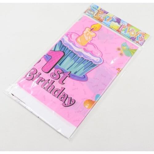 Cartoon Happy birthday tablecloth theme supplies Party Pink gift Cartoon Tablecloth Child Kids my 1st Birthday Party Decor