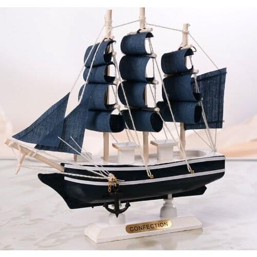 Wooden Sailing Ship Mediterranean Style Home Decoration Handmade Carved Nautical Boat Model Gift He