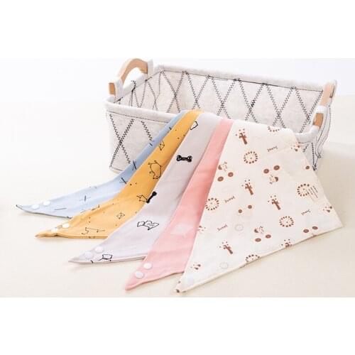 Baby Soft Triangle Cotton Bibs 5 pieces/lot / Cartoon Print Saliva Towel /Baby Boys Girls Feeding Bandana Bibs/Burp Cloths