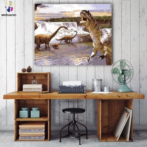 DIY colorings pictures by numbers with colors Super dinosaurs painting drawing painting by numbers framed Home