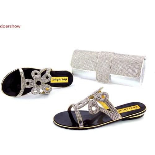 DoershowShoes and Bag High Quality Matching Italian Shoes and Bag Set with Rhinestone Nigerian Shoe and Set for Women !HZO1-13