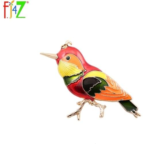 F.J4Z New arrival Fashion Womens Unique Faux Stone Oil Colorful Parrot Brooches Pins Accessories alfileres broches