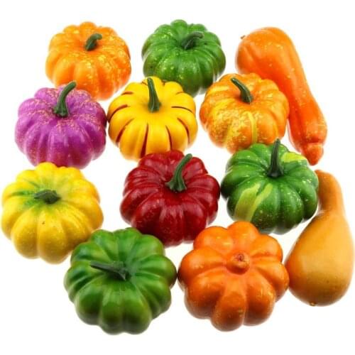 Gresorth 12 PCS Mixed Color Artificial Mini Pumpkins Fake Fall Harvest Pumpkin for Halloween Decoration