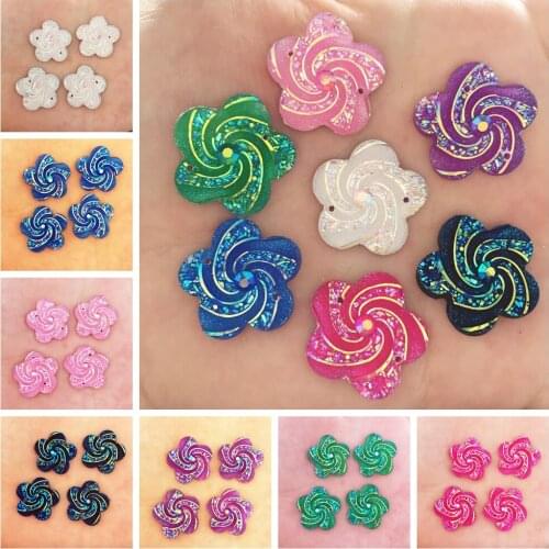 HOT 70pcs AB Resin whirlwind flowers Flatback Rhinestone Wedding decoration 2 Hole D87*7