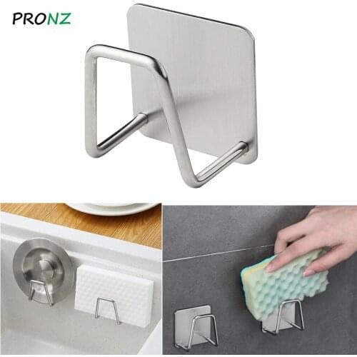 Kitchen 304 Stainless Steel Sponges Holder Sink Sponges Drain Drying Rack Storage Holders Kitchen Sink Self Adhesive Accessories