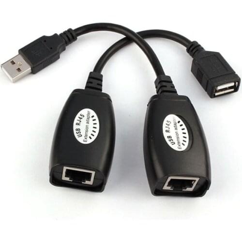 Hot-sale RJ45 LAN Cable 2PCS Computer Cable USB Extension Extender Adapter Up To 150ft Using CAT5 RJ45 LAN Cable