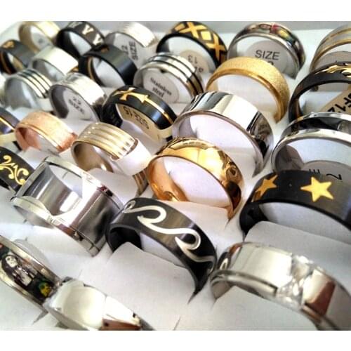 50pcs BIG SIZE 20 21 22 23 Mens Stainless Steel Band Rings TOP MIX Fashion Wholesale Jewelry Lot