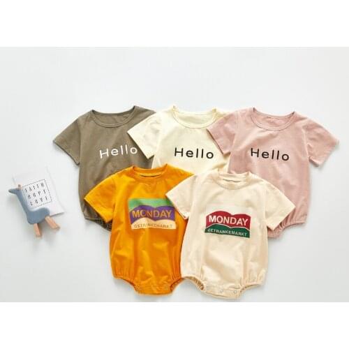 Summer New Baby Girls and Boys Letter Printed Triangle Cotton Romper