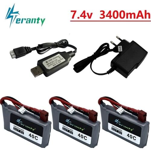 Upgrade 3400mah 40C For Wltoys 12428 12423 RC Four-wheel Off-road vehicle Car 2s 7.4v Lipo Battery Feiyue 03 Q39 RC Racing Car