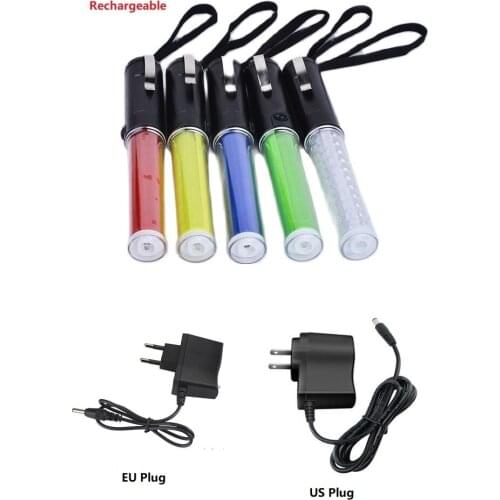26CM Rechargeable Flashing Glo-sticks PVC Road Traffic Indicator Lights Fluorescent Warning Glowing Safety Baton With Magnet