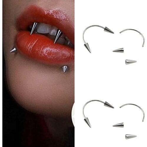 Stainless Steel Smile Lip Tiger Teeth Nail Vampire Piercing Jewelryvampire Lip Piercing