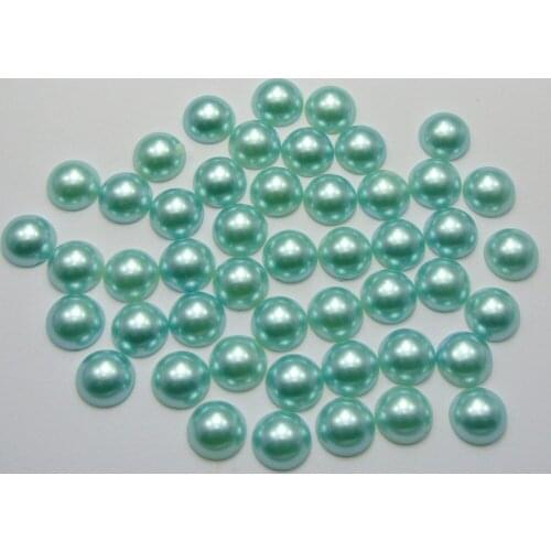 Hot sell 200pcs Sky blue Half Pearl Bead 10mm Flat Back Round Jewelry diy decorative accessories Scrapbook Craft