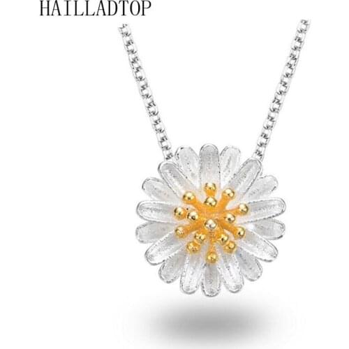 Silver Plated Daisy Necklaces & Pendants Little Sun Flower Gerbera Chrysanthemum Pendent Necklace with Chain Free
