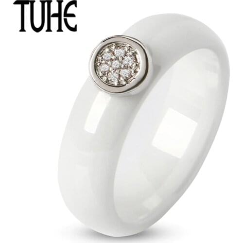 Lovely Round Ceramic Ring 6MM And 8MM Wide Smooth White Black Pink Ceramic Fashion Jewelry For Women Healthy Jewelry Best Gifts