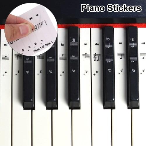 54/61/88 Key Piano Sticker Transparent Piano Keyboard Stave Sticker Piano Accessories Childrens Piano Learning Tool
