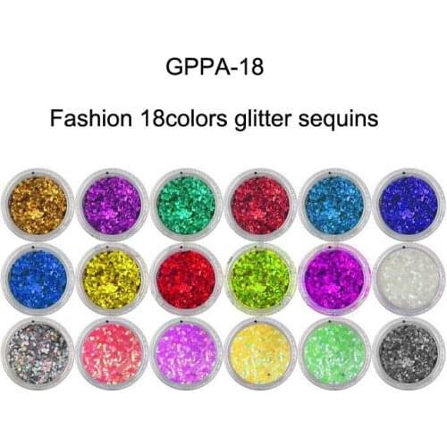 18Boxs=1lot Best Price Holographic Glitter Powder Shining Sugar Glitter Sparkle Powder Manicure Nail Art Decoration 18Colors