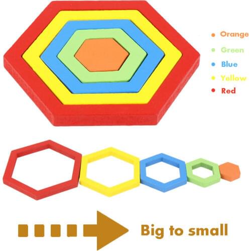 Shape cognition puzzle montessori toy toddler differnet size and color Wood Geometric Jigsaw Puzzle Board Children Learning toy