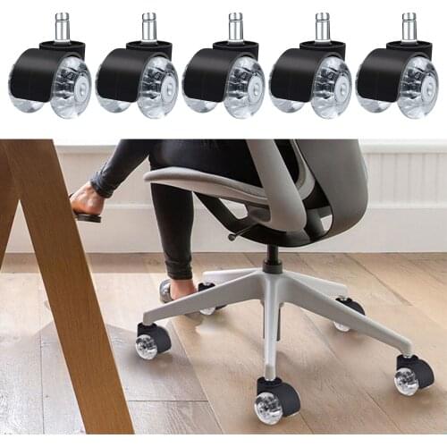 5pcs Computer Swivel Office Chair Caster PU Wheels Universal Floor Roller