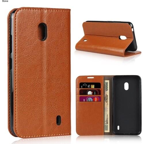 Deluxe Wallet Case for Nokia 2.2 Genuine Cow Leather Case Flip Cover Real Skin Phone Bags