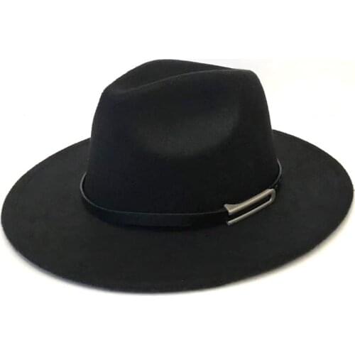 Women Men Wool Fedora Hat With Leather Ribbon Gentleman Elegant Lady Winter Autumn Wide Brim Jazz Church Panama Sombrero Cap