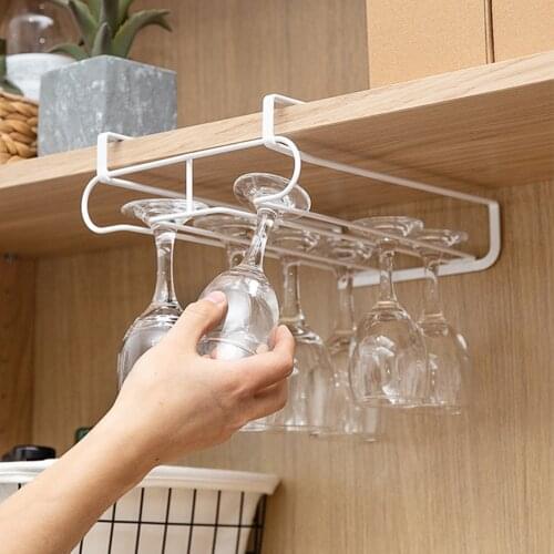 Wine Glass Rack Under Cabinet Paper Cup Holder Storage Hanger Metal Organizer Coffee Cup Mug Holder 6 Hook Hanger For Kitchen