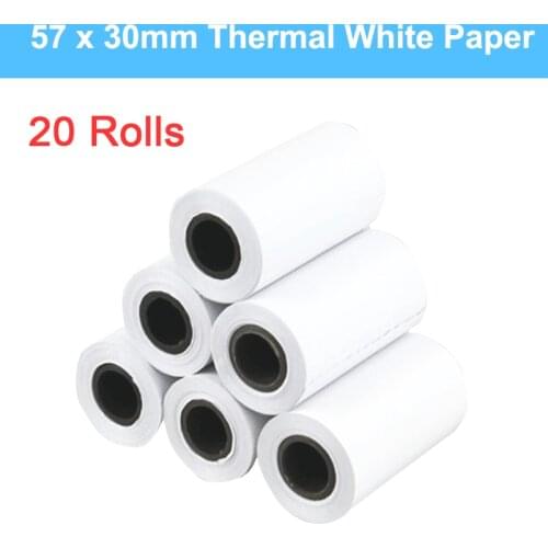 Thermal Paper 57 x 30mm 20 Rolls POS Printer Paper Rolls For Mini Mobile POS 58mm Bluetooth USB Thermal Receipt Printer Paper
