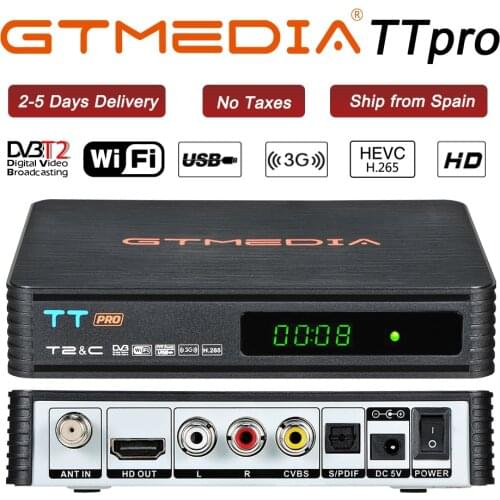 GTMEDIA TT Pro DVB-T2/T DVB-C TV Combo Receiver Support H.265 HD 1080P Receptor for Spain Poland Germany Russian DVBT2 Box