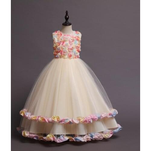 Girls Catwalk Dress Kids Net Gauze Tulle Christmas Dress Shoulderless Piano Performance High-End Cute Clothes 2-12 Yrs Teen Girl