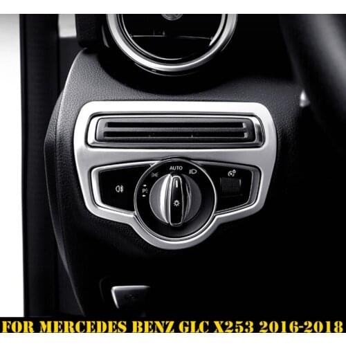 Interior Mouldings ABS Matte For Mercedes Benz GLC X253 2016 2017 2018 Head Lights Switch Button Frame Cover Trims