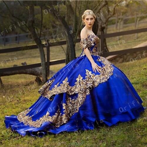 Royal Blue Sweet 16 Quinceanera Dress Sequined Sparkly Lace Pageant Party Dress Ball Gown Mexican Girl Birthday Gown