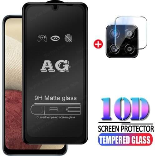 2 in 1 Camera Protector For Samsung Galaxy A12 Full Glue Matte Tempered Glass for samsung A12 A 12 M12 M 12 Glass Not Film