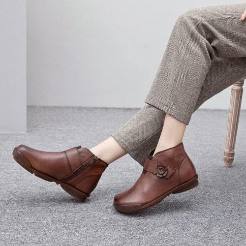 Winter Boots Genuine Leather Wedge Heels Women Snow Boots Famale Non-slip Warm Fur Ankle Boots Womens Casual Shoes