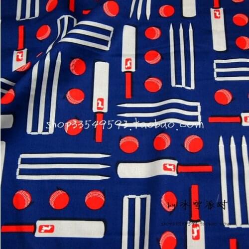 140*50cm1pc 100%Cotton Satin Fabric Telas Patchwork Blue Door& Ball Printed Fabric Sewing Material DIY Baby Clothing Quilting