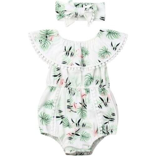 New Lovely 2Pcs Hawaii Baby Girl Flamingo Clothes Ruffle Bodysuits Jumpsuit Summer Outfits
