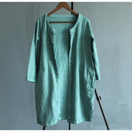 2020 autumn oubdle female trench vintage cotton and Linen comfortable coats 17404-2