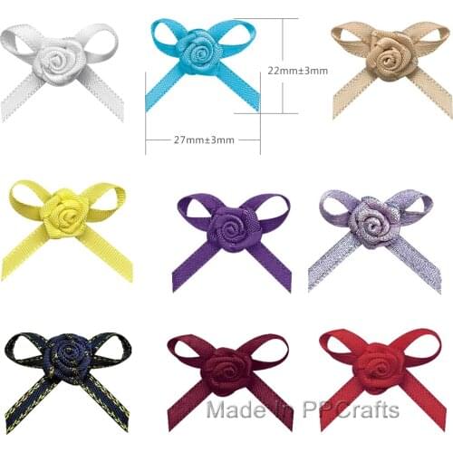 22X27MM Satin/Grosgrain Ribbon Bead Hand-Tied Bowknot For Hairbow DIY Crafts 200pcs Free Shipping