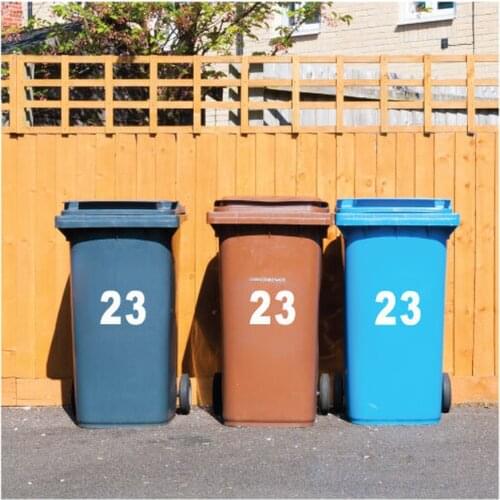 3 X Pack White Vinyl Wheelie Bin House Number Stickers Wheely Dustbin Sticker