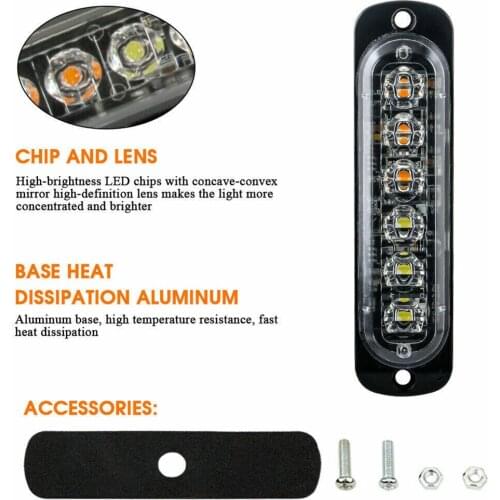Practical To Use LED Light Heads Amber/Red Beacon Hazard Car Truck Emergency 4pcs