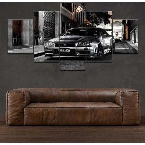 5 Piece HD Print Large Nissan Skyline Gtr Car Modern Decorative Paintings on Canvas Wall Art for Home Decorations Wall Decor