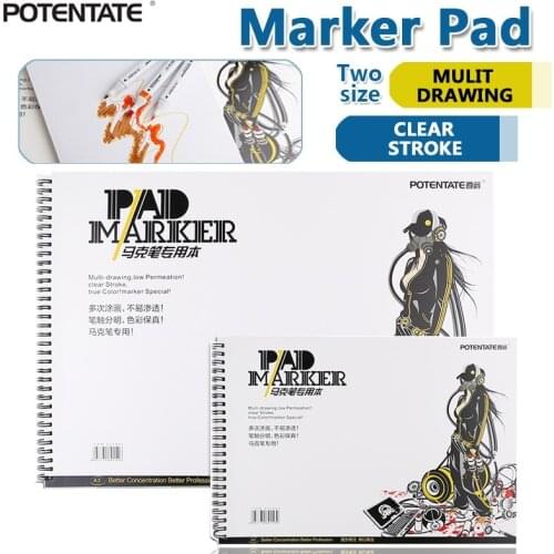 Potentate 32 Sheets Marker Book Student Coloring Design Notebook Set for Sketch Cute Draw book School Marker Pad Supplies