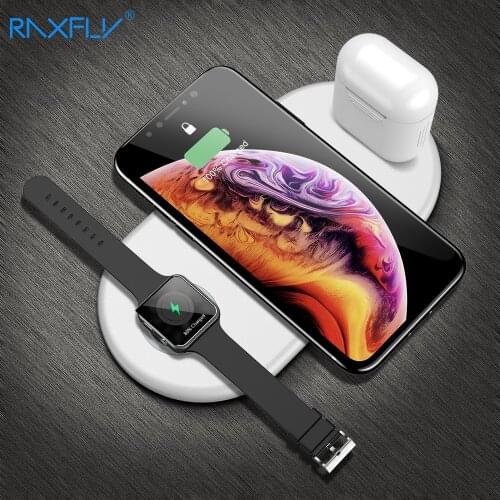 RAXFLY 3 In 1 Wireless Charger For Samsung S10 S9 Xiaomi Mi9 10W Qi Wireless Charge Fast Charger For Apple Watch 4