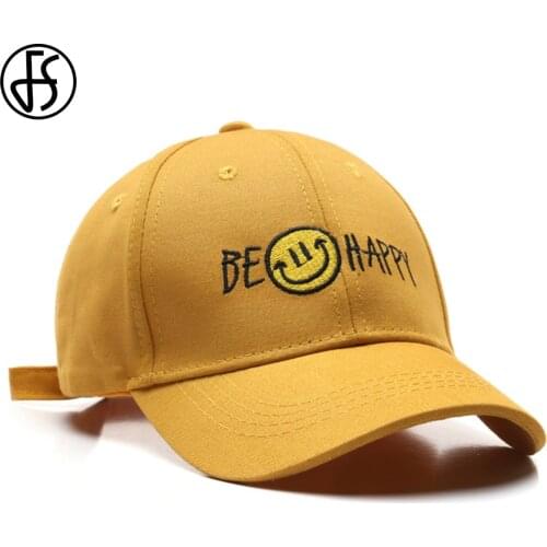 FS 2021 New Cute Cartoon Smiley Face Cap For Boy Girl Yellow White Hats Snapback Baseball Caps Kid Children Summer Hip Hop Hat