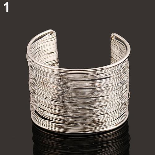 Hot Women Multilayer Metal Wires Strings Open Bangle Wide Cuff Bracelet 2019 New Shipping