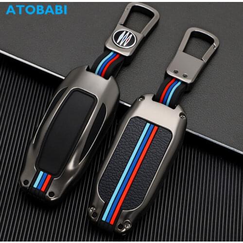 Zinc Alloy Car Key Case With Silicone Smart Keyless Entry Remote Control Fobs Protector Cover Keychain Holder For Tesla Model X