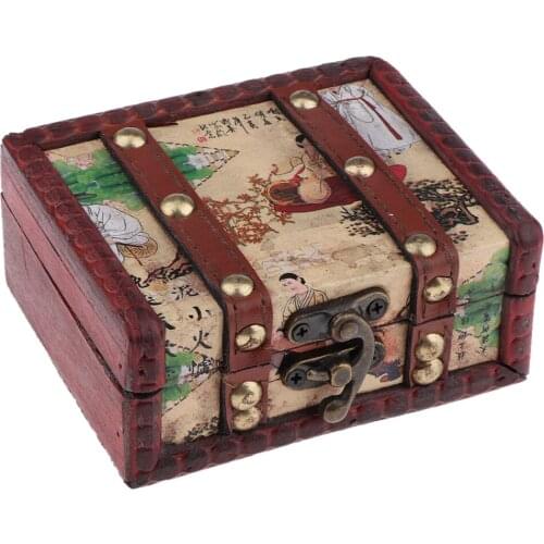 Wooden Machine Travel Makeup Cosmetic Box Antique Case for Decoration