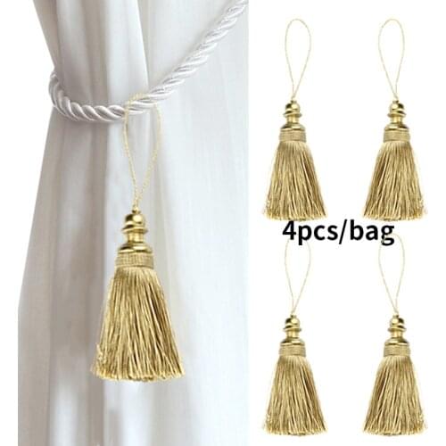 4Pcs Long Tassels For Crafts Decorative Supplies DIY Curtain Clothing Sewing Cord Tassel Fringe Trim Hanging Ornaments