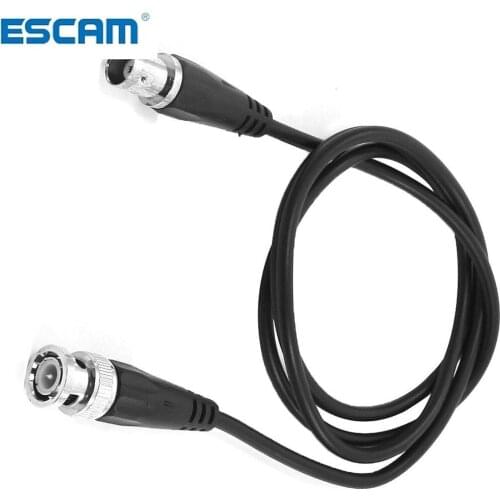 ESCAM High Quality BNC Male to Female Plug CCTV Extension Coaxial Line Cable 3.3ft Long Black
